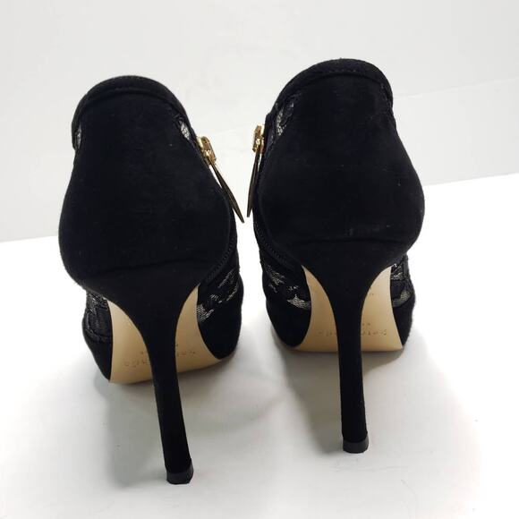 Kate Spade Florentina Lace Peep Toe Bootie Black Italy Suede Women 5.5 - Picture 5 of 9